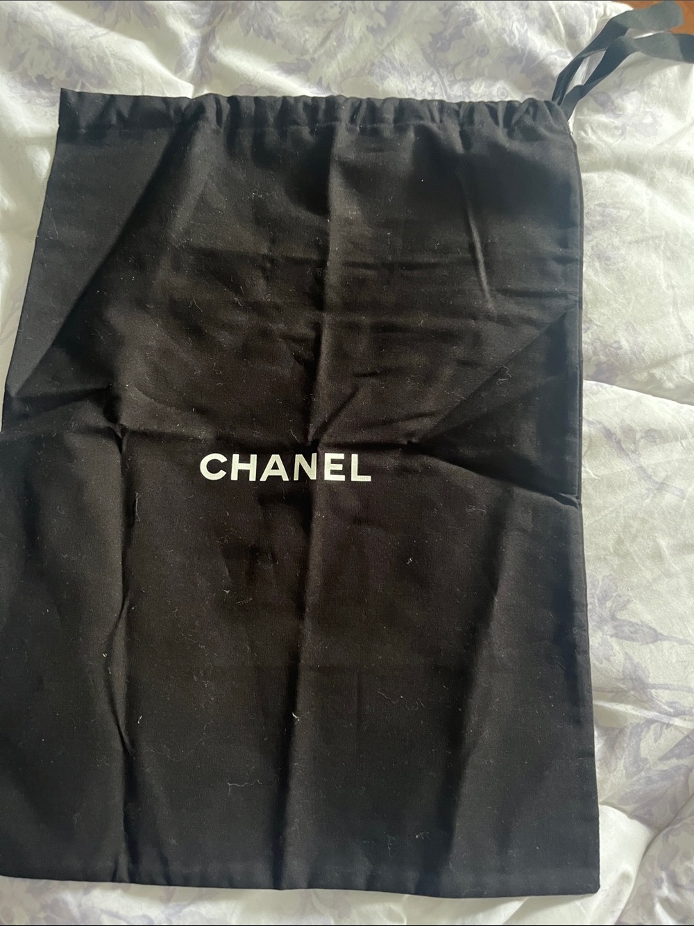 CHANEL Black and White Drawstring Dust Bag